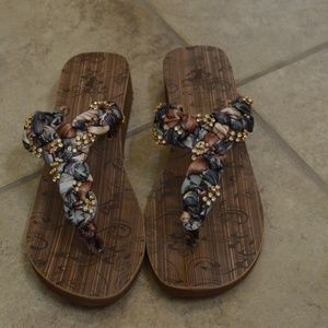 New Corky's Thong Braided Rhinestone Sandals SZ8